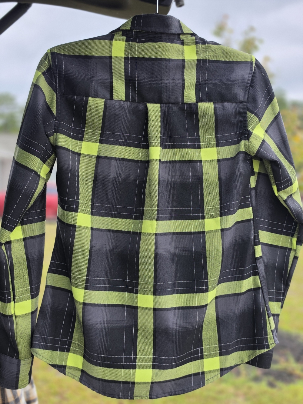 DIXXON Black and Lime Green Plaid Button-Down Shirt